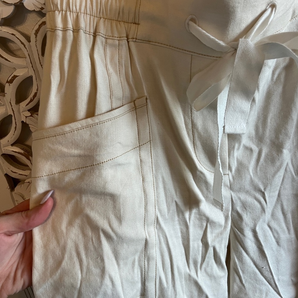 Maeve Anthropologie Tan Wide-Leg Pants High-Waisted Relaxed Fit - Picture 6 of 7
